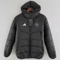 24/25 Napoli Black Hooded Cotton Coat连帽棉衣