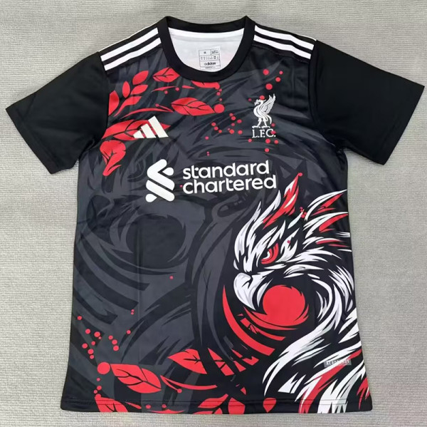 25/26 LIV White Eagle's head  Black Fans Training Shirtsa白色鹰