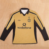 2001/2002 Man Utd 100th Centenary Gold White Two-Sided  Long Sleeve Retro Soccer Jersey