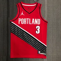Trail Blazers McCOLLUM #３Red Trapeze Edition Top Quality Hot Pressing NBA Jersey