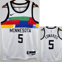 22/23 TIMBERWOLVES EDWARDS #5 White City Edition Top Quality Hot Pressing NBA Jersey