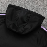 24/25 Germany Black Hooded  Half Pull Tracksuit(Add Fluff)  (半拉链、加绒F600)