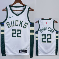 22/23 BUCKS MIOOLETON #22 Home White Top Quality Hot Pressing NBA Jersey(V领)