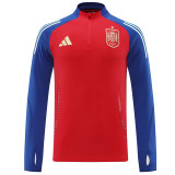 24/25 Spain  Red  Kids Half Pull Tracksuit (半拉链、童装)