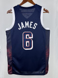 2024 Olympic Game USA  JAMES # 6 Blue Basketball Jersey