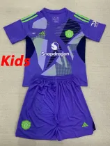 24/25 Man Utd Purple Goalkeeper Kids Soccer Jersey