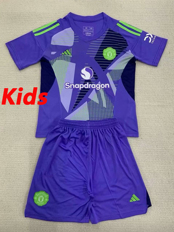 24/25 Man Utd Purple Goalkeeper Kids Soccer Jersey
