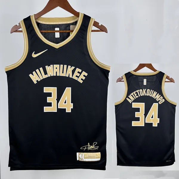 23/24 LAKERS LETTER BROTHER #34 Black Honor EditionTop Quality Hot Pressing NBA Jersey