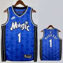 23/24 Magic McGRADY #1 Dark Blue Top Quality Hot Pressing NBA Jersey (Retro Logo)(V领)