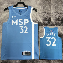2019/2020 Timberwolves TOWNS #32 Sky Blue Retro Top Quality Hot Pressing NBA Jersey