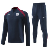 24/25 England  Sapphire Blue Kids Half Pull Tracksuit  (半拉链、童装)