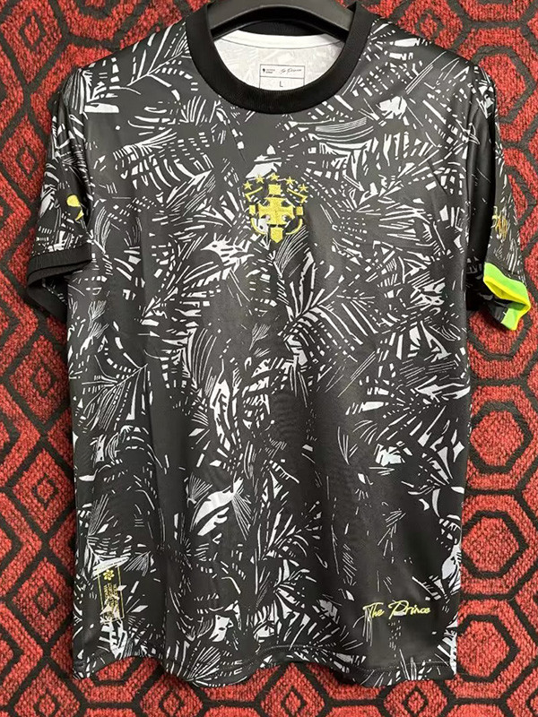 2024 Brazil Black Co Branded Edition Fans Soccer Jersey