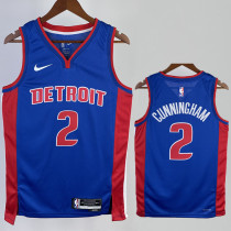 22/23 Pistons CUNNINGHAM #2 Blue Top Quality Hot Pressing NBA Jersey(V领)