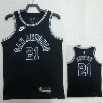 22/23 SA Spurs DUNCAN #21 Black Top Quality Hot Pressing NBA Jersey (Retro Logo)