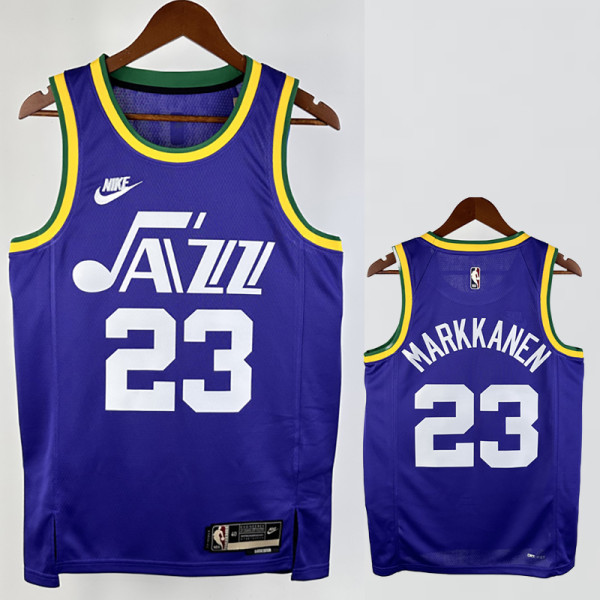 23/24 JAZZ MARKKANEN #23 purple Top Quality Top Quality Hot Pressing NBA Jersey (Retro Logo)
