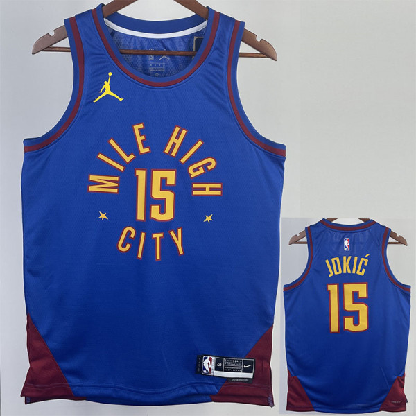 22/23 Nuggets JOKIC #15 Blue Top Quality Hot Pressing NBA Jersey (Trapeze Edition) 飞人版