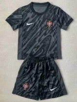 24/25 Portugal Grey Black Goalkeeper Kids Soccer Jersey