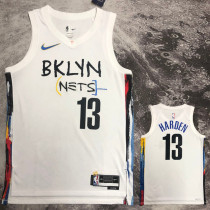 22/23 NETS HARDEN #13 White City Edition Top Quality Hot Pressing NBA Jersey