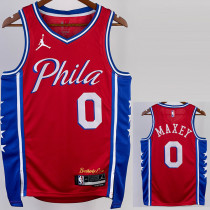 22/23 76ERS MAXEY #0 Red Top Quality Hot Pressing NBA Jersey (Trapeze Edition) 飞人版