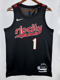 23/24 Trail Blazers SIMMONS #1 Black City Edition Top Quality Hot Pressing NBA Jersey