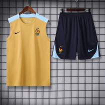 24/25 France Mud Yellow Tank top and shorts suit