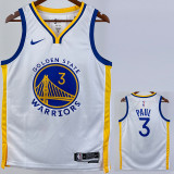 22/23 WARRIORS PAUL #3 White Top Quality Hot Pressing NBA Jersey (V领)