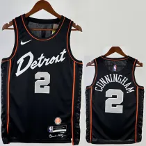 23/24 Pistons CUNNINGHAM #2 Black City Edition Top Quality Hot Pressing NBA Jersey