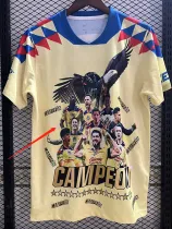 2024 Club America Champion Yellow T-shirt  （胸前球员像）