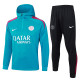 24/25 PSG Lake Blue Hooded  Half Pull Tracksuit(Add Fluff)  (半拉链、加绒F599)