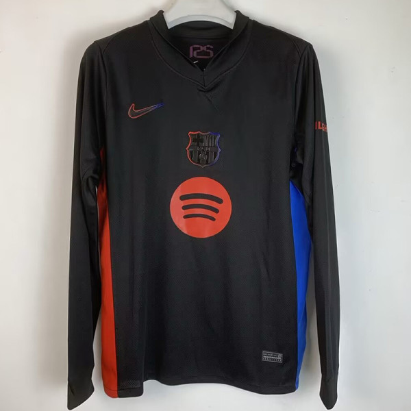 24/25 BAR  Away  Player Version Long Sleeve Soccer Jersey(大胸花）