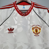 1991/1992 Man Utd Away White Retro Soccer Jersey