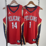 22/23 Pelicans WILLIAMSON #1 Red Top Quality Hot Pressing NBA Jersey (Trapeze Edition) 飞人版