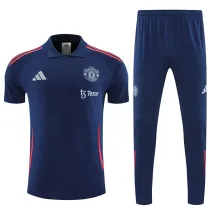 25/26  Man Utd Royal Blue Polo Collar Pants Set