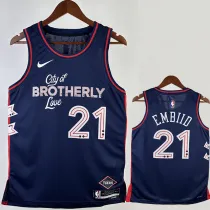 23/24 76ERS EMBIID #21 Dark Blue City Edition Top Quality Hot Pressing NBA Jersey