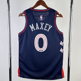 23/24 76ERS MAXEY #0 Dark Blue City Edition Top Quality Hot Pressing NBA Jersey