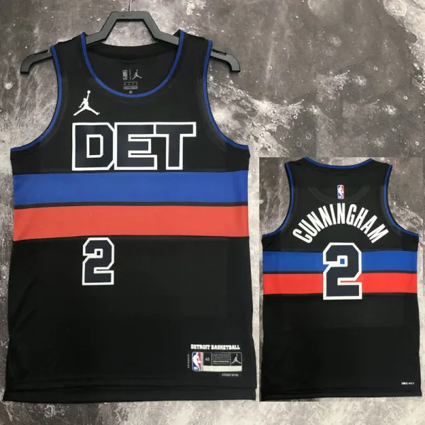 22/23 Pistons CUNNINGHAM #2 Black Top Quality Hot Pressing NBA Jersey (Trapeze Edition)