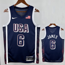 2024 Olympic Game USA  JAMES # 6 Blue Basketball Jersey