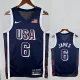 2024 Olympic Game USA  JAMES # 6 Blue Basketball Jersey