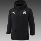 24/25 Marseille Black Hooded Cotton Coat G249白色队标