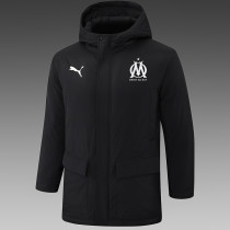 24/25 Marseille Black Hooded Cotton Coat G249白色队标