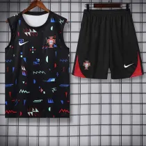 24/25  Portugal Black Tank top and shorts suit