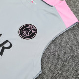 24/25 PSG Grey Pink ShoulderTank top and shorts suit(粉肩)