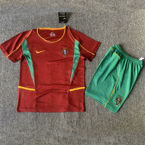 2002 Portugal Home Kids Retro Soccer Jersey