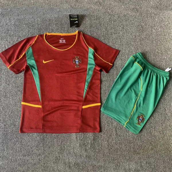 2002 Portugal Home Kids Retro Soccer Jersey