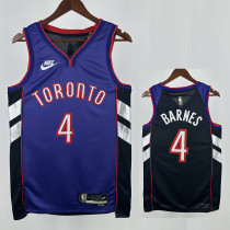 24/25 Raptors  BARNES # 4  Blue Retro Top Quality Hot Pressing NBA Jersey