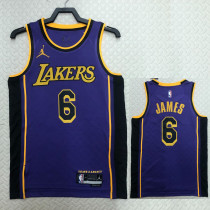 22/23 LAKERS JAMES #6 Purple Top Quality Hot Pressing NBA Jersey (Trapeze Edition)