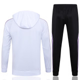 24/25 Germany White Hooded  Half Pull Tracksuit(Add Fluff)  (半拉链、加绒F595)