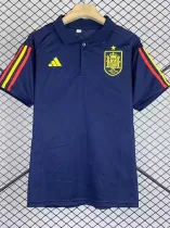 2024 Spain Dark Blue Polo Shirt(肩红黄边)