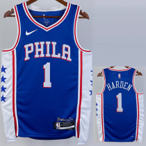 22/23 76ERS HARDEN #1 Blue Top Quality Hot Pressing NBA Jersey (V领）