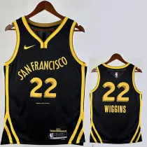 23/24 WARRIORS WIGGINS #22 Black City Edition Top Quality Hot Pressing NBA Jersey (V领)